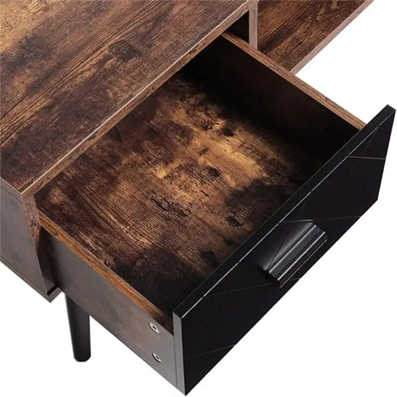A coffee table with drawers
