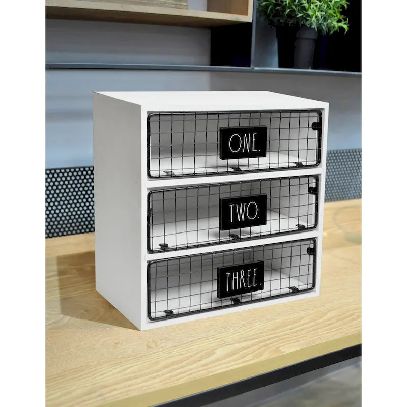 Rae Dunn Desktop Organizer - ONE TWO THREE