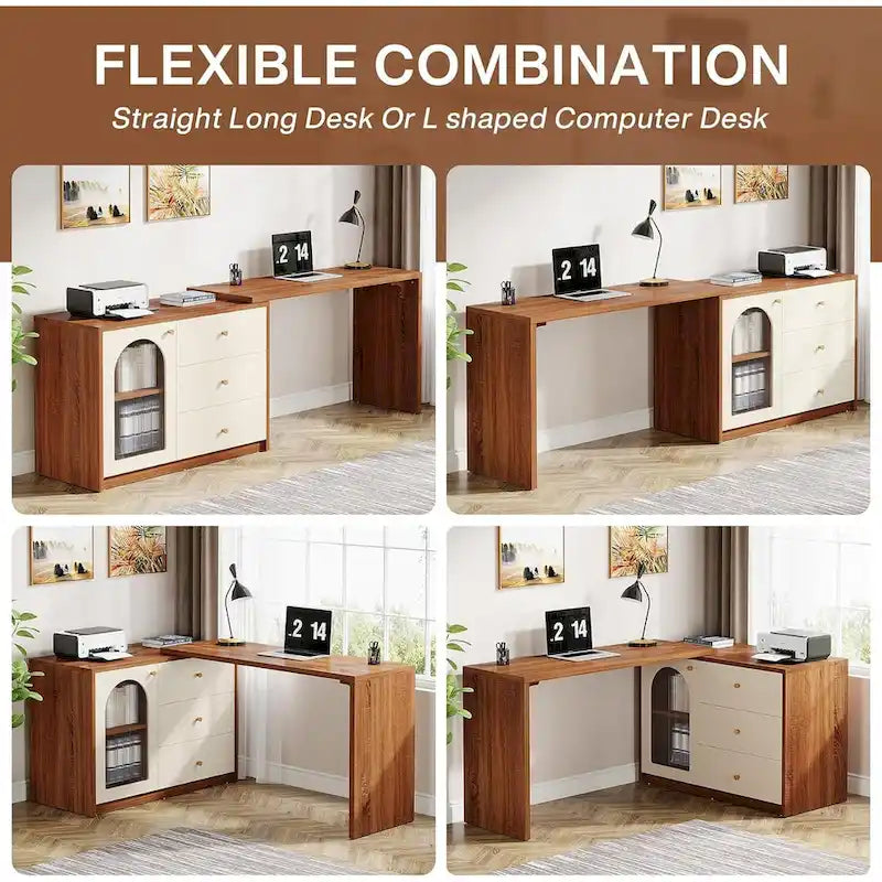 47 Inches Reversible L Shaped Computer Desk for Home Office