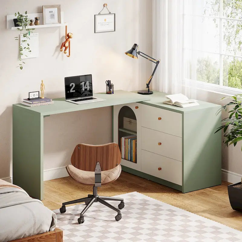 47 Inches Reversible L Shaped Computer Desk for Home Office