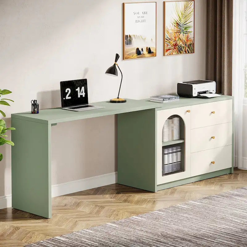 47 Inches Reversible L Shaped Computer Desk for Home Office