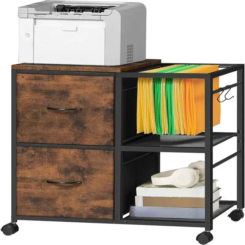 File Cabinet 2 Fabric Drawer Lateral Filing Cabinet fits A4 or Letter Size - 15.4D x 27.9W x 25.8H