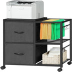 File Cabinet 2 Fabric Drawer Lateral Filing Cabinet fits A4 or Letter Size - 15.4D x 27.9W x 25.8H