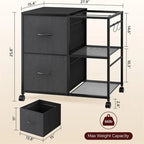 File Cabinet 2 Fabric Drawer Lateral Filing Cabinet fits A4 or Letter Size - 15.4D x 27.9W x 25.8H