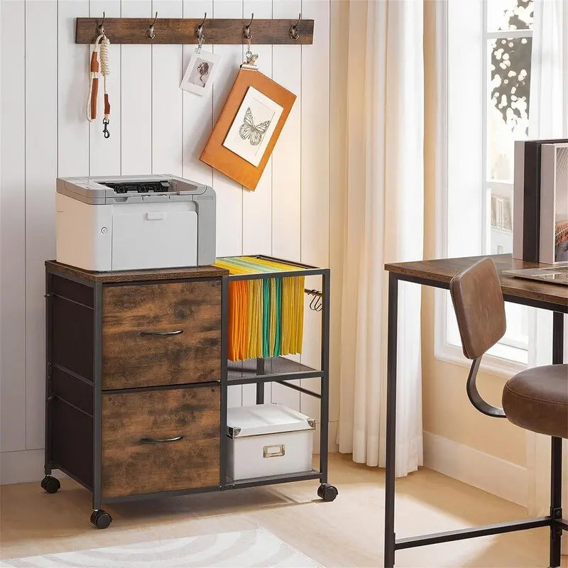 File Cabinet 2 Fabric Drawer Lateral Filing Cabinet fits A4 or Letter Size - 15.4D x 27.9W x 25.8H