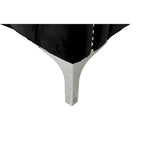 Joel 73 Inch Modern Sofa with 3 Pillows, Tufted Black Velvet, Silver Legs