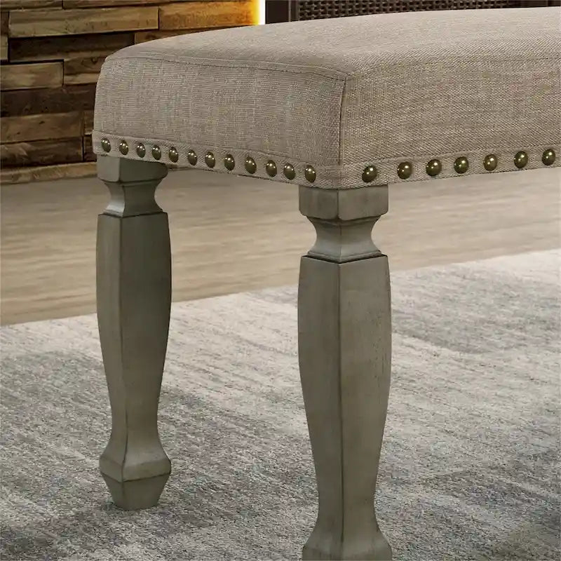 Upholstered Bench with Nailhead and Wood Frame