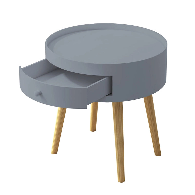 Modern Coffee Table with Drawer, Bedside Table, Sofa Side Table, Oak Table Legs, Suitable for Living Room and Bedroom
