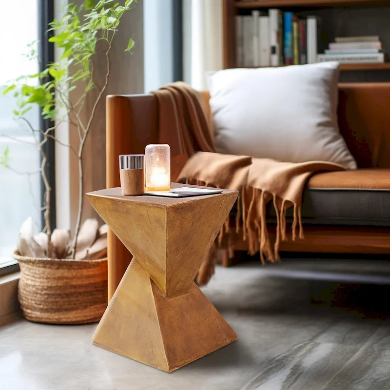Modern Lightweight Concrete Side Table Accent Table Garden Patio - 12x12x18