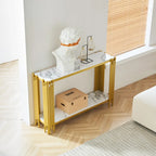 2 Tier Faux Marbling Console Table, Living Room Sofa Table, Modern Narrow Entryway Table, Hallway Entrance Table