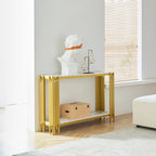 2 Tier Faux Marbling Console Table, Living Room Sofa Table, Modern Narrow Entryway Table, Hallway Entrance Table