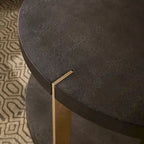 Vennesla Gold Finish Metal Dark Brown Faux Shagreen Round Table Set by iNSPIRE Q Bold