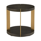 Vennesla Gold Finish Metal Dark Brown Faux Shagreen Round Table Set by iNSPIRE Q Bold