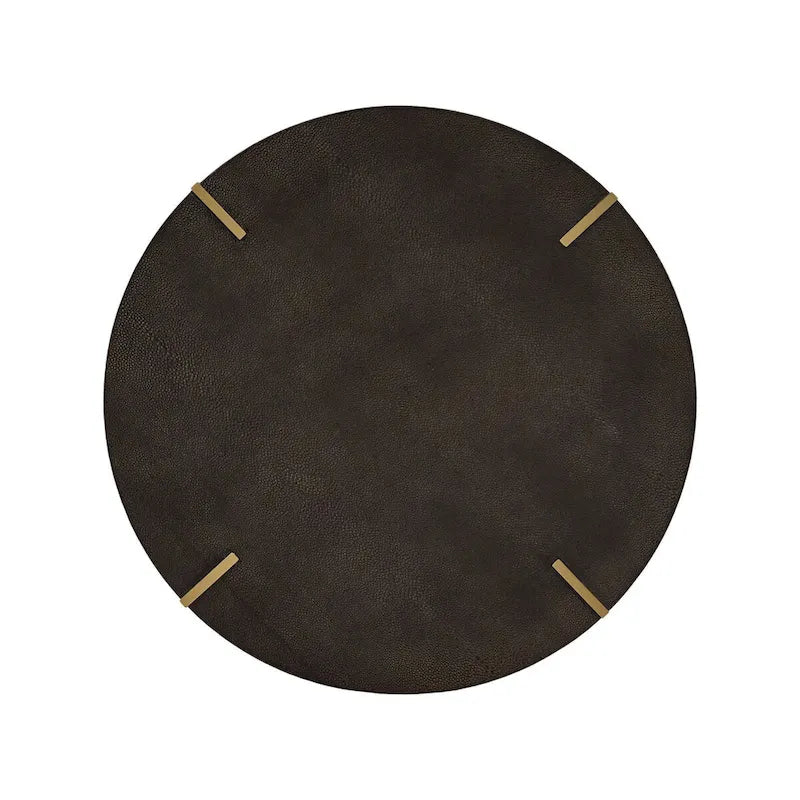Vennesla Gold Finish Metal Dark Brown Faux Shagreen Round Table Set by iNSPIRE Q Bold