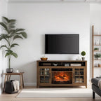 TV Media Stand with Electric Fireplace KD Inserts Heater - 55 inches