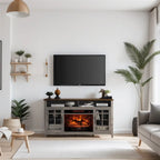 TV Media Stand with Electric Fireplace KD Inserts Heater - 55 inches