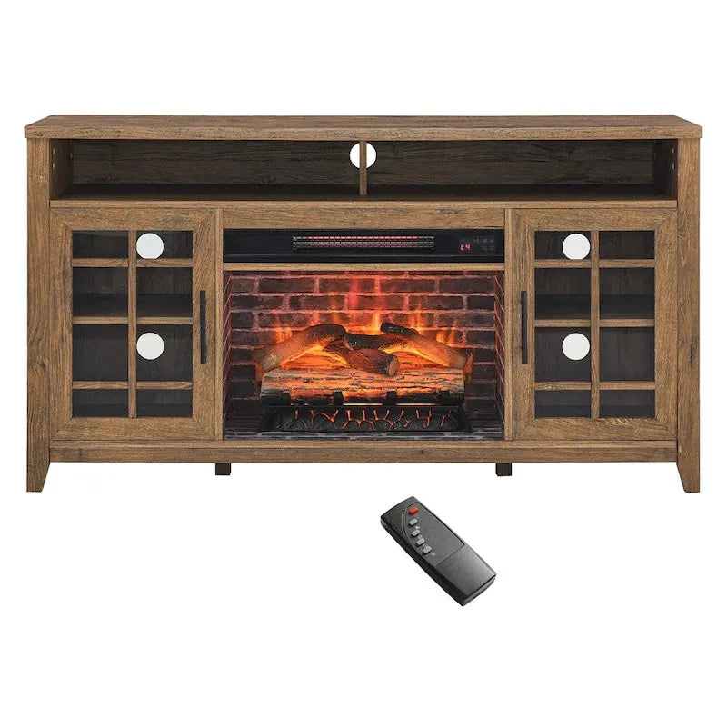 TV Media Stand with Electric Fireplace KD Inserts Heater - 55 inches