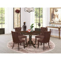 East West Furniture Dinette Set Includes a Round Dining Table and Upholstered Chairs, Mahogany (Pieces Options)