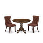 East West Furniture Dinette Set Includes a Round Dining Table and Upholstered Chairs, Mahogany (Pieces Options)