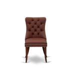 East West Furniture Dinette Set Includes a Round Dining Table and Upholstered Chairs, Mahogany (Pieces Options)