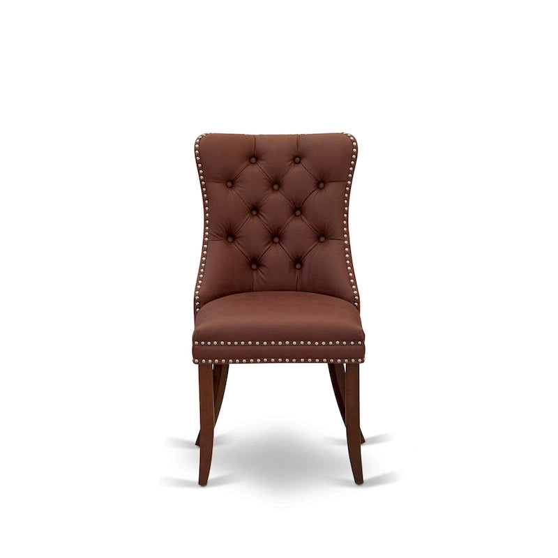 East West Furniture Dinette Set Includes a Round Dining Table and Upholstered Chairs, Mahogany (Pieces Options)