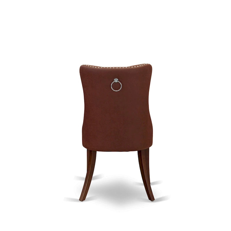 East West Furniture Dinette Set Includes a Round Dining Table and Upholstered Chairs, Mahogany (Pieces Options)