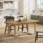 63-Inch Rectangular Dining Table with Solid Wood Leg and Thick Table Top for 4-6 People