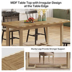 63-Inch Rectangular Dining Table with Solid Wood Leg and Thick Table Top for 4-6 People