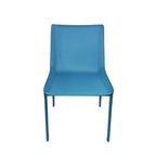 Fabien Minimalist Leather Dining Chair With Stitching Detail in Blue