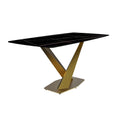 Voren Dining Table with Rectangular Top and Stainless Steel Base
