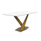Voren Dining Table with Rectangular Top and Stainless Steel Base