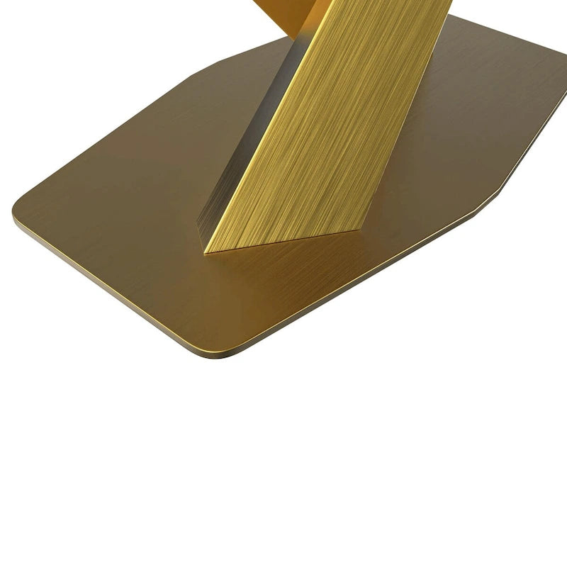 Voren Dining Table with Rectangular Top and Stainless Steel Base