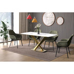 Voren Dining Table with Rectangular Top and Stainless Steel Base