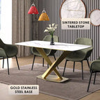 Voren Dining Table with Rectangular Top and Stainless Steel Base