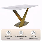 Voren Dining Table with Rectangular Top and Stainless Steel Base