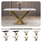 Voren Dining Table with Rectangular Top and Stainless Steel Base