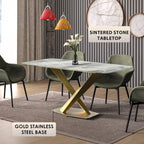 Voren Dining Table with Rectangular Top and Stainless Steel Base