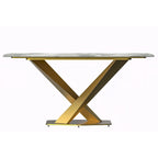 Voren Dining Table with Rectangular Top and Stainless Steel Base