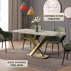 Voren Dining Table with Rectangular Top and Stainless Steel Base