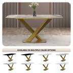Voren Dining Table with Rectangular Top and Stainless Steel Base