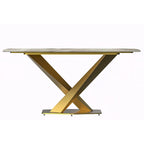 Voren Dining Table with Rectangular Top and Stainless Steel Base