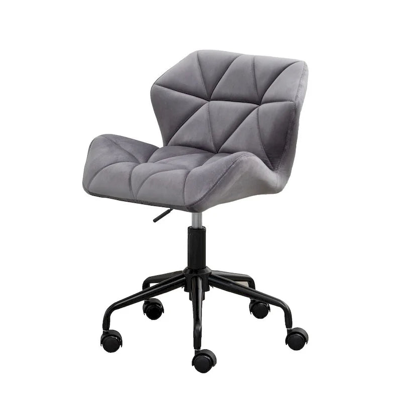 Diamond Tufted Armless Adjustable Swivel Home Office Chair