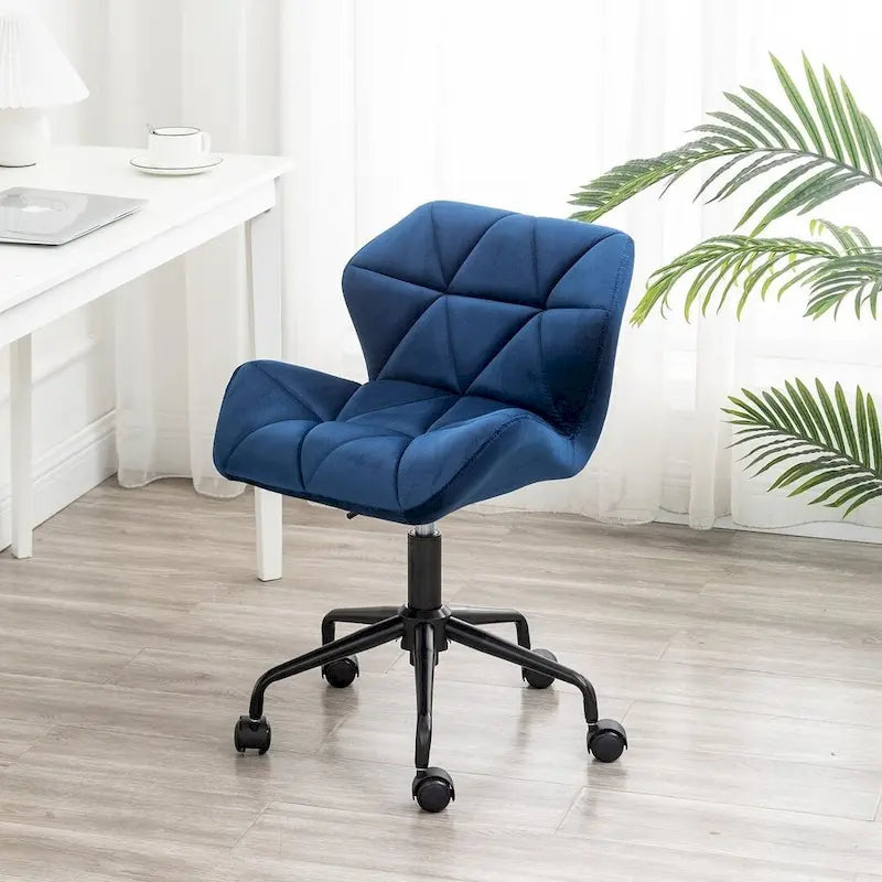Diamond Tufted Armless Adjustable Swivel Home Office Chair