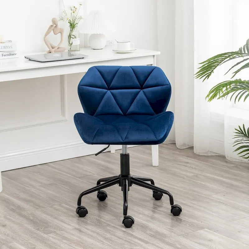 Diamond Tufted Armless Adjustable Swivel Home Office Chair