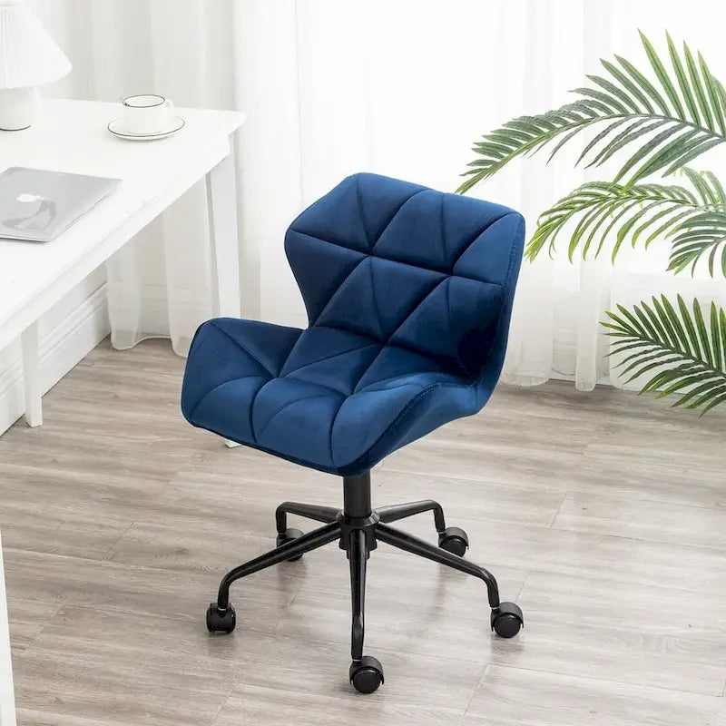 Diamond Tufted Armless Adjustable Swivel Home Office Chair