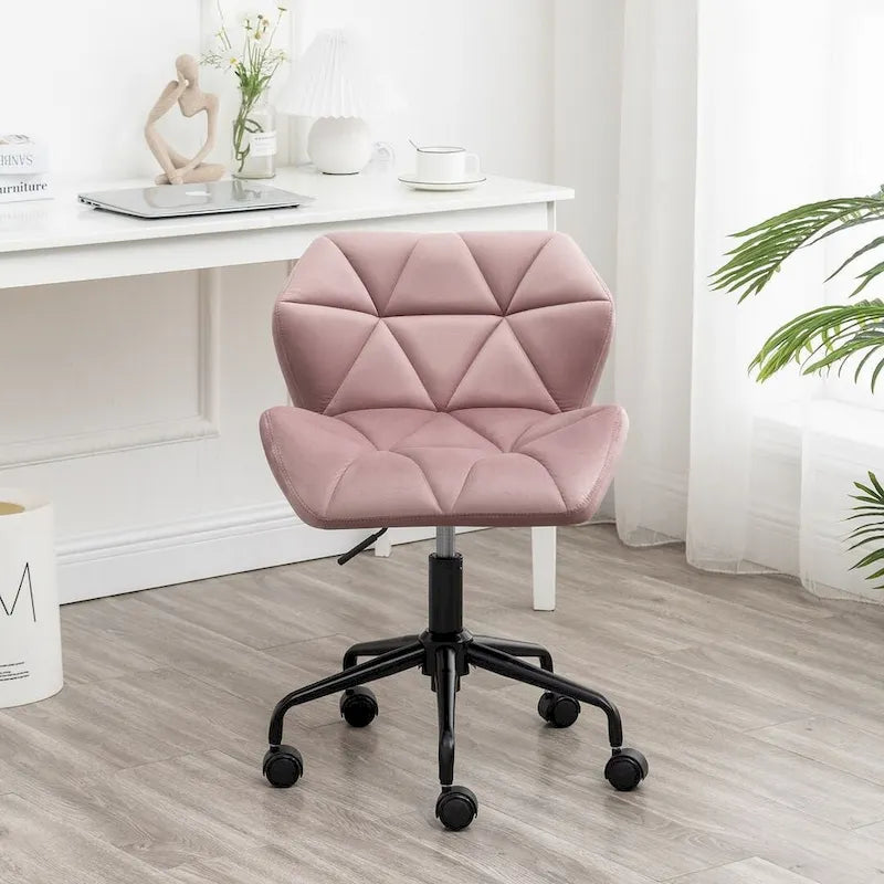 Diamond Tufted Armless Adjustable Swivel Home Office Chair