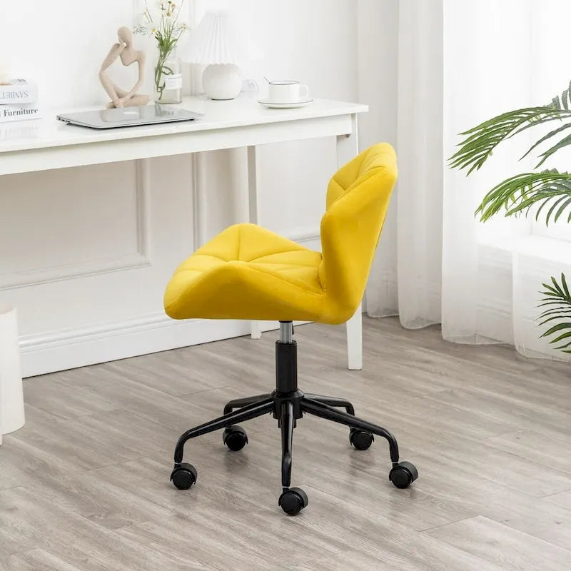 Diamond Tufted Armless Adjustable Swivel Home Office Chair