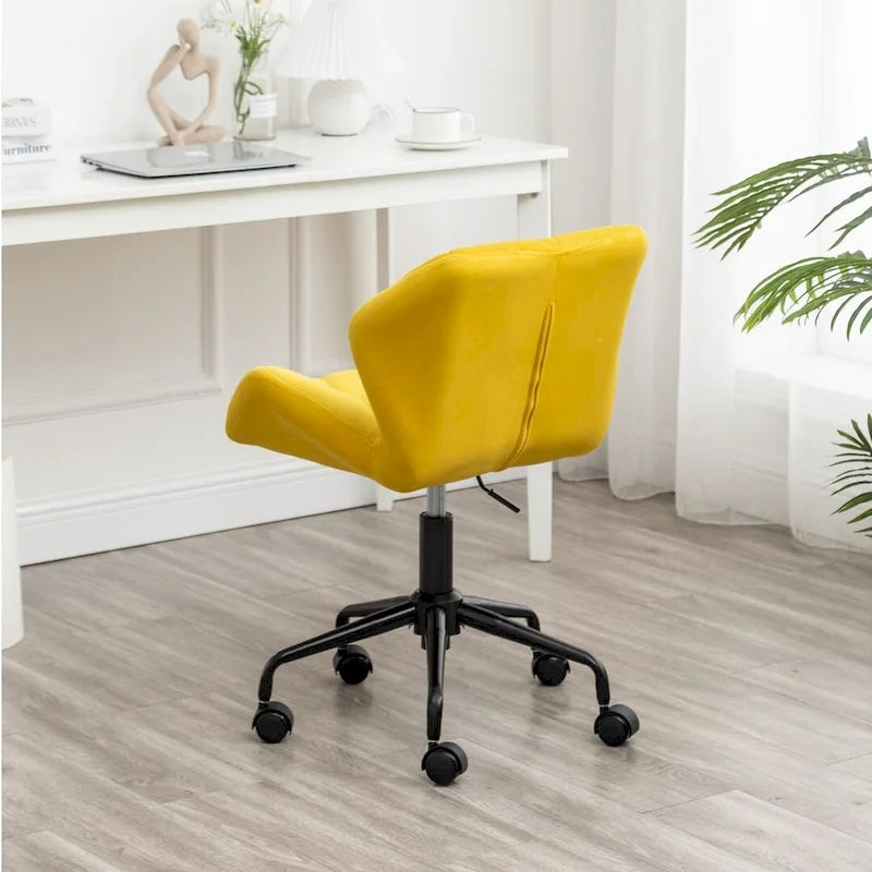Diamond Tufted Armless Adjustable Swivel Home Office Chair