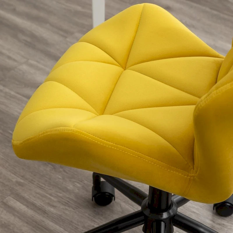 Diamond Tufted Armless Adjustable Swivel Home Office Chair