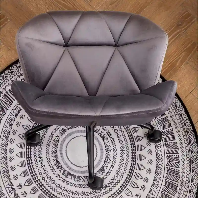 Diamond Tufted Armless Adjustable Swivel Home Office Chair